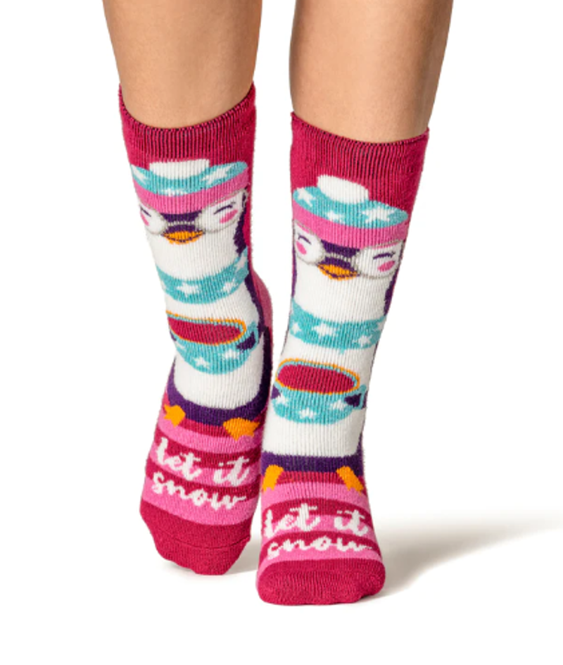 Heat Holders Ladies Lite Christmas Socks - Penguin-1